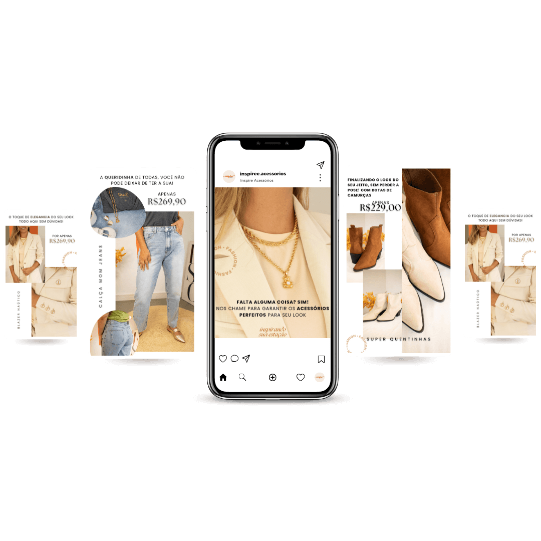 Mockup de trabalho como social media para catálogo de moda feminina